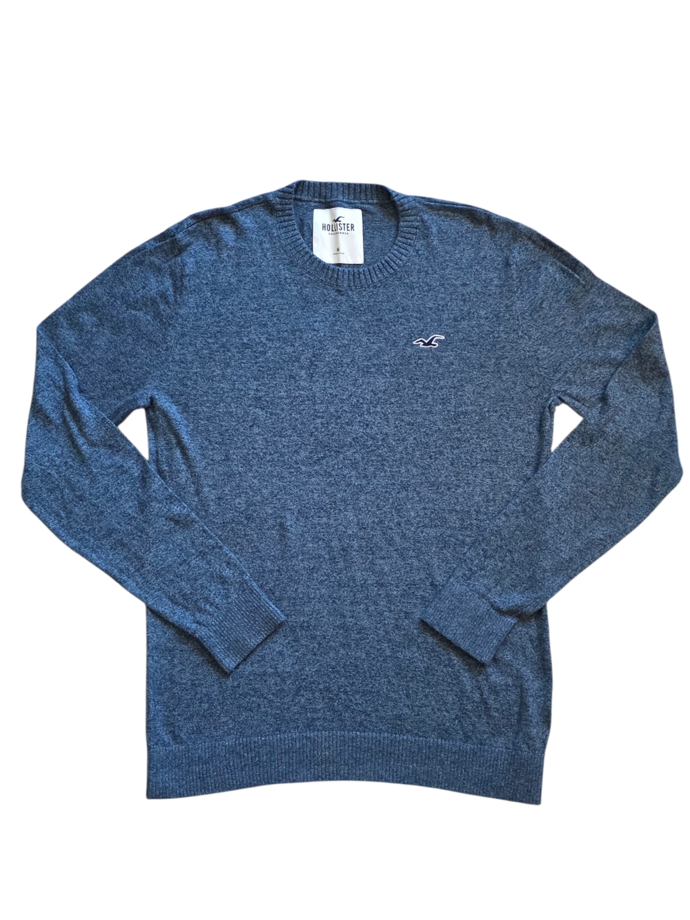 Hollister Medium Blue Heather Crewneck Knit Sweater Classic Y2K 90'S